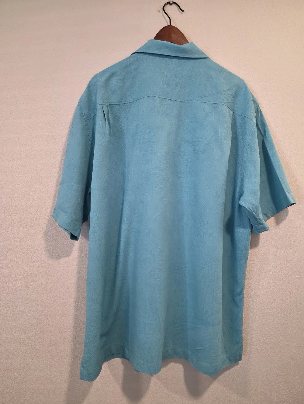 Tommy Bahama Aqua Blue Palm Fronds Silk Button Down Shirt